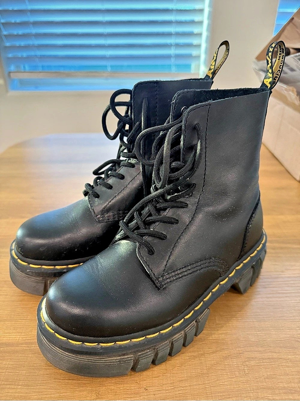 Dr. Martens 1460 Bex Smooth Leather Lace Up Boots Black Leather Combat Boots US